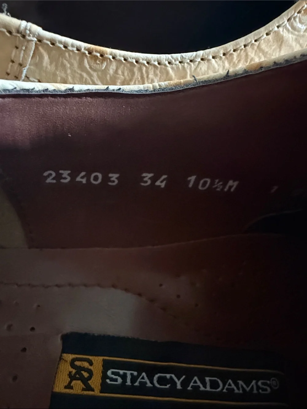 Stacy Adams Beige Ostrich & Croc-Embossed Leather Oxfords size 10.5 in EUC